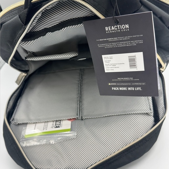 Kenneth Cole REACTION Women Chelsea Chevron 15" Laptop Tablet Backpack, Black - Picture 12 of 12